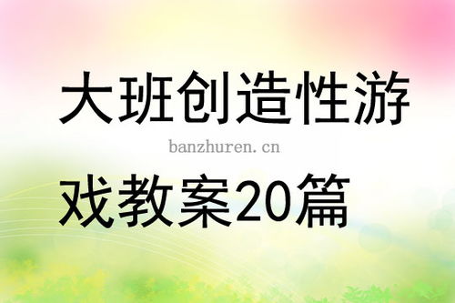 创造性游戏教案 大班,激发幼儿无限创意的乐园之旅